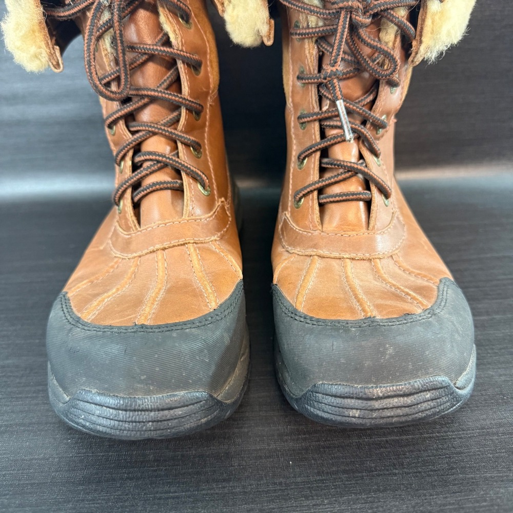 UGG Butte Mens size 8 Winter Brown Leather Waterproof Fur Lined Boots 5521 - Picture 6 of 13